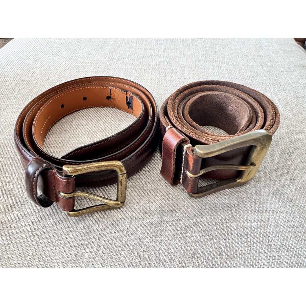 Chaps & Timberland Men's Leather Belt Bundle Brown 41" Distressed Classic Casual - Picture 6 of 7